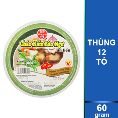 Thùng 12 Tô Cháo Nấm Bào Ngư Bích Chi 60g